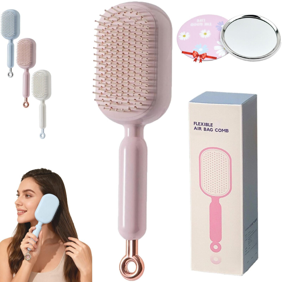 Self-Cleaning Retractable Hair Brush with Massage Bristles