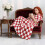Red checkered flannel blanket black white squares 39.37 x 4