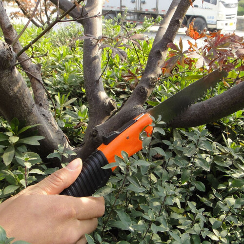 Curved Blade Folding Hand Saw woodworking tool orange 2