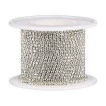 Corrente de cristal com garra e strass transparente, 10 m, 2,0 mm