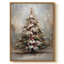 Vintage Christmas pine tree wall art print 1 piece