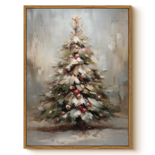 Vintage Christmas pine tree wall art print 1 piece