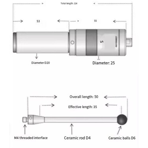 Optical  Finder MMP25 dla Centrów Obróbczych CNC, 3D Light Detection Sub-Center Rod 2
