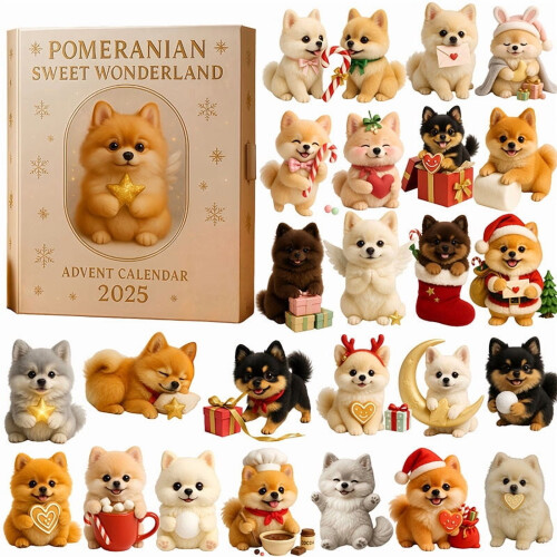 Ημερολόγιο Advent Pomeranian 24ήμερα ακρυλικά στολίδια για σκύλους 1