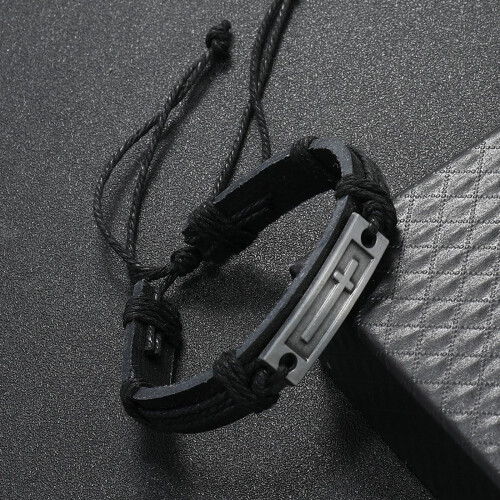 Pulseira de couro masculina, presente de confirmação para adolescente. 1