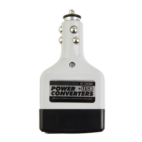 Bilstrømsomformer 12V/24V til 220V AC med USB