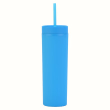 Tumbler Plaisteach Dúbailte Balla Caol 16oz le Clúdach