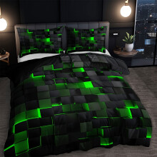 Set de pilotă geometric verde-negru, 3 piese, microfibră