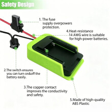 Adaptateur pour Batterie pour  40V Li-Ion avec Fusible et Interrupteur pour Jouets Télécommandés DIY et Lampe de Travail