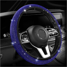 Capa de volante em couro Diamond azul, 15 polegadas