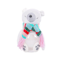 Peluche renne avec écharpe et fenêtre transparente sur le ventre