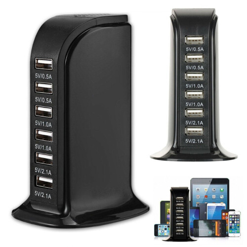 30-W-USB-Turmladegerät mit 6 Anschlüssen für iPhone, iPad und Samsung