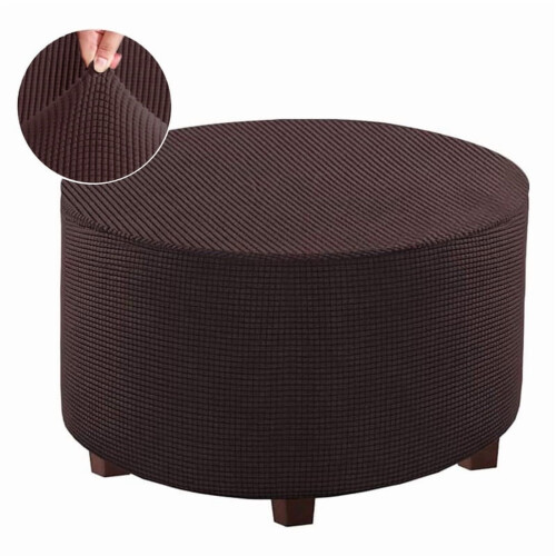 Stretch Ottoman Slipcover Chocolate Medium Fits 20-23 Inch