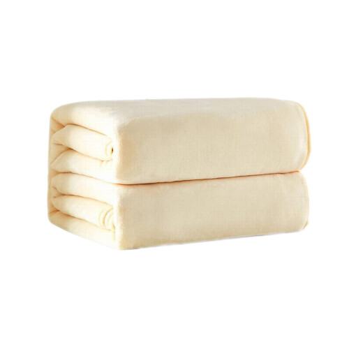 Fleece Blanket Solid Color Beige 70 x 100 cm 1