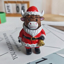 Weihnachtskuh-Statue aus Kunstharz, festliche Heimdekoration, 1 Stück