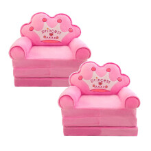 Sofá infantil plegable de felpa con respaldo y sillón (2 unidades)