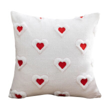 Clúdach piliúir corduroy cearnach le patrún croí bróidnithe