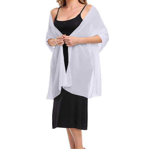 Sciarpa in chiffon morbida e setosa, ideale per serate e matrimoni, colore grigio.