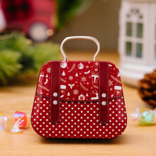 Caja de dulces navideña de hojalata estilo bolso 6x7x3cm