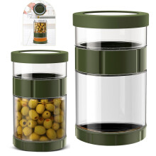 Pote de vidro para picles com tampa escorredora, 56 oz (1,67 L), hermético.