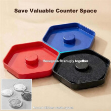 3-Delige Hexagonale Cocktailrandset met Kleurcodering, Stapelbare Schalen met Spons
