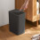 QTBIUQ rectangular bathroom trash can with press lid black 7