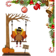 Adorno navideño de madera: Columpio de Papá Noel y muñeco de nieve (20x13 cm)