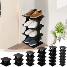 Vertical Shoe Rack Black 2-Tier Stackable