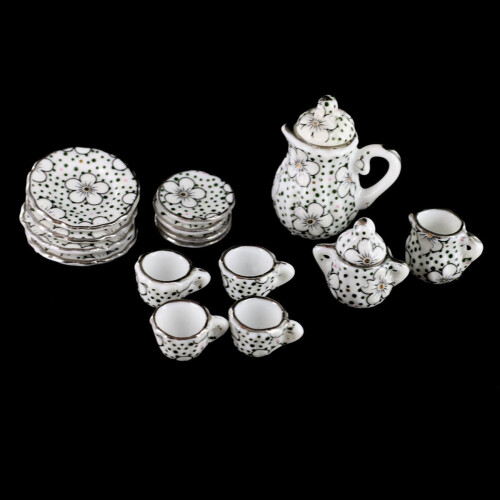 2X Porcelain Tea Set Eating Utensils 15Pzs Daisy Pattern 2