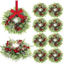 Mini-Kerzenringe aus grünem Buchsbaumholz, 7,6 cm, 8er-Pack