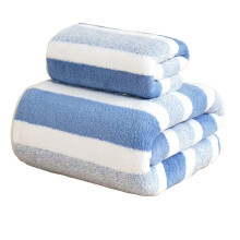 Weiches Korallenfleece-Badetuch-Set, blau, 2-teilig