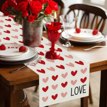 Valentinsdag bordløber hjertedesign XL