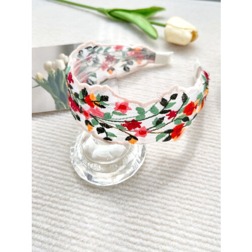 Damen-Haarband im Vintage-Stil mit bestickten Blumen 1