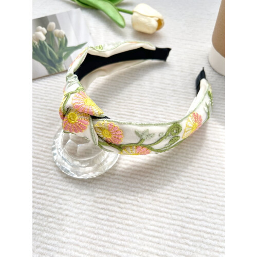 Damen-Haarband im Vintage-Stil mit bestickten Blumen 2