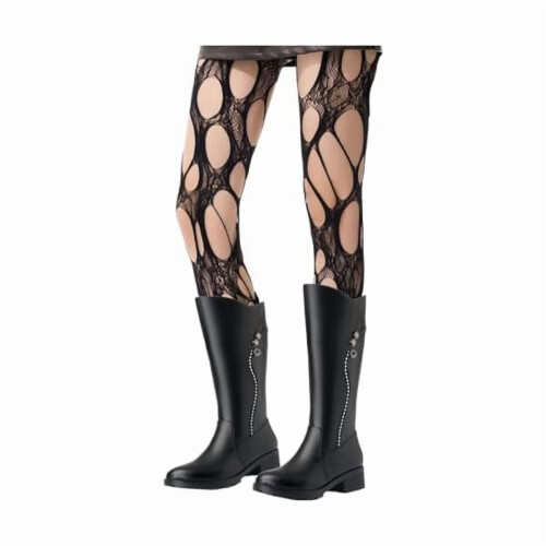 Women's ripped fishnet tights sheer mesh with distressed
