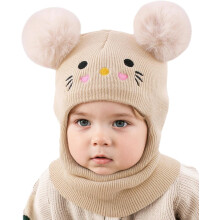 Hata beanie linbh le téitheoir muineál le cochall gaoithe