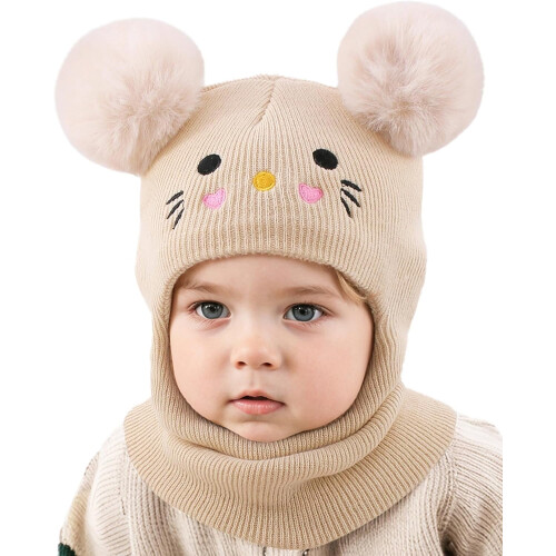 Hata beanie linbh le téitheoir muineál le cochall gaoithe