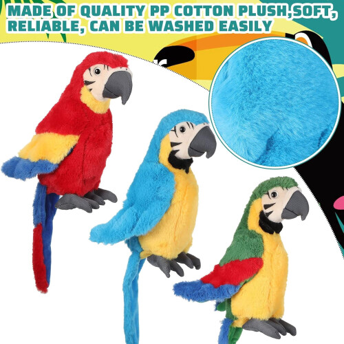 Arara de Pelúcia, 25 cm, 3 Peças 2