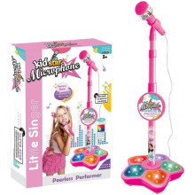 Kids' Karaoke Machine with Mic Stand, Lights, Echo, USB/AA