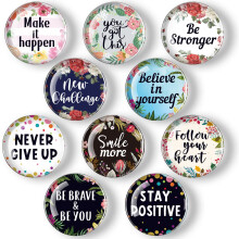 Aimants pour réfrigérateur - Citations inspirantes - Motif floral noir - Lot de 10