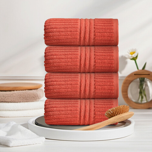 Ensemble de serviettes de bain en polyester doux et absorbant, 4 pièces