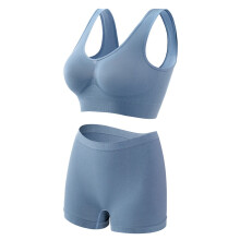 Ensemble de sport sans coutures pour femmes grandes tailles, bleu, taille 5XL