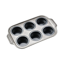 6-Cup Silicone Muffin Pan with Metal Frame, Nonstick & Easy Release, Compatible with Standard Ovens