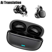 Open-Ear Bluetooth AI Translation Earbuds with Mic, Rhinestone Decor, Clip-On Fit, Water Resistant, Fast Charging, Noise Cancelling – Compatible