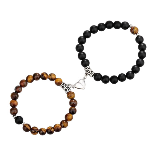 Magnetisches Partnerarmband-Set mit türkisfarbenen Perlen
