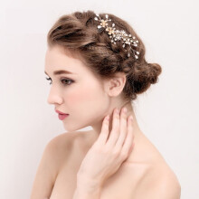 Pinza para el cabello con forma de flor dorada, peine, duradera, pulida, 1 unidad