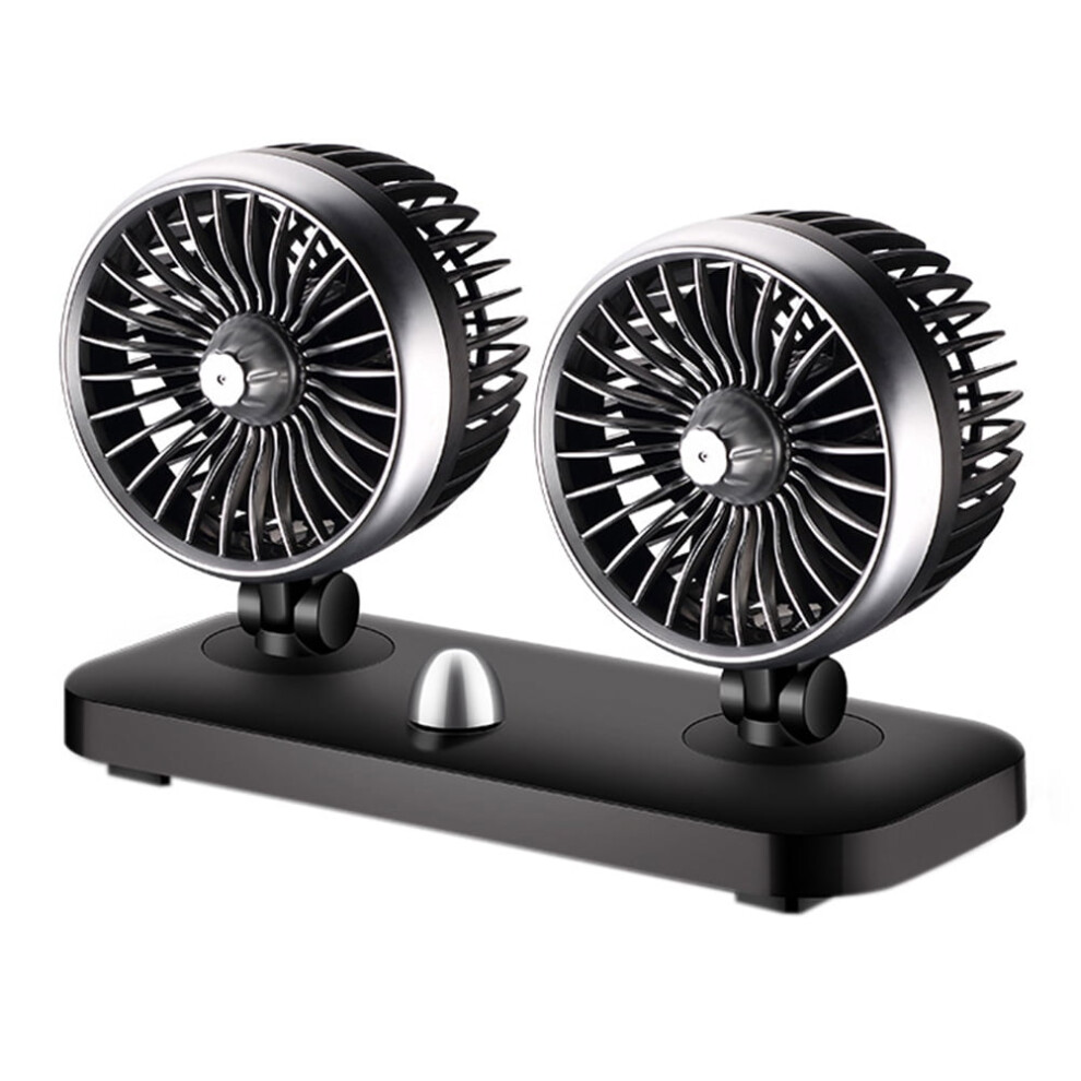 Double-Headed Car Fan Usb Car Vehicle Air Fan Powerful Electric Fan(Black) Black 9353595493803