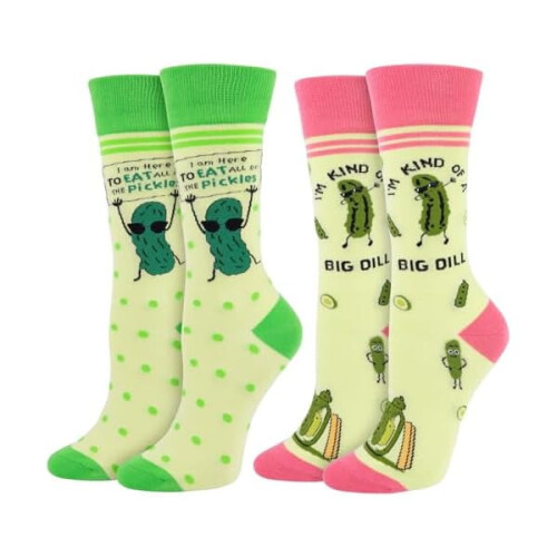 Funny Pickle Socks Cotton Dill Design 2 Pairs