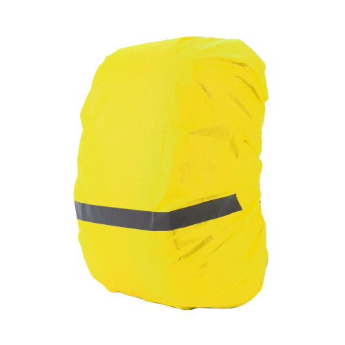 Capa de chuva impermeável para mochila com faixa refletora.