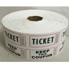 Rollo de boletos de rifa blancos, doble talón, 1000 unidades